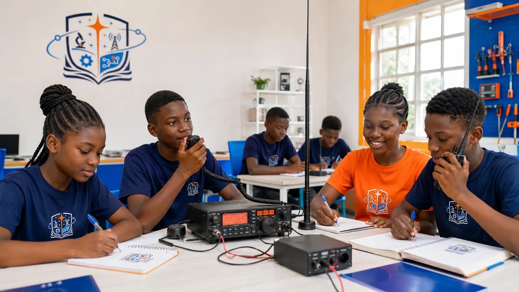 Learners exploring radio signals and communication tools