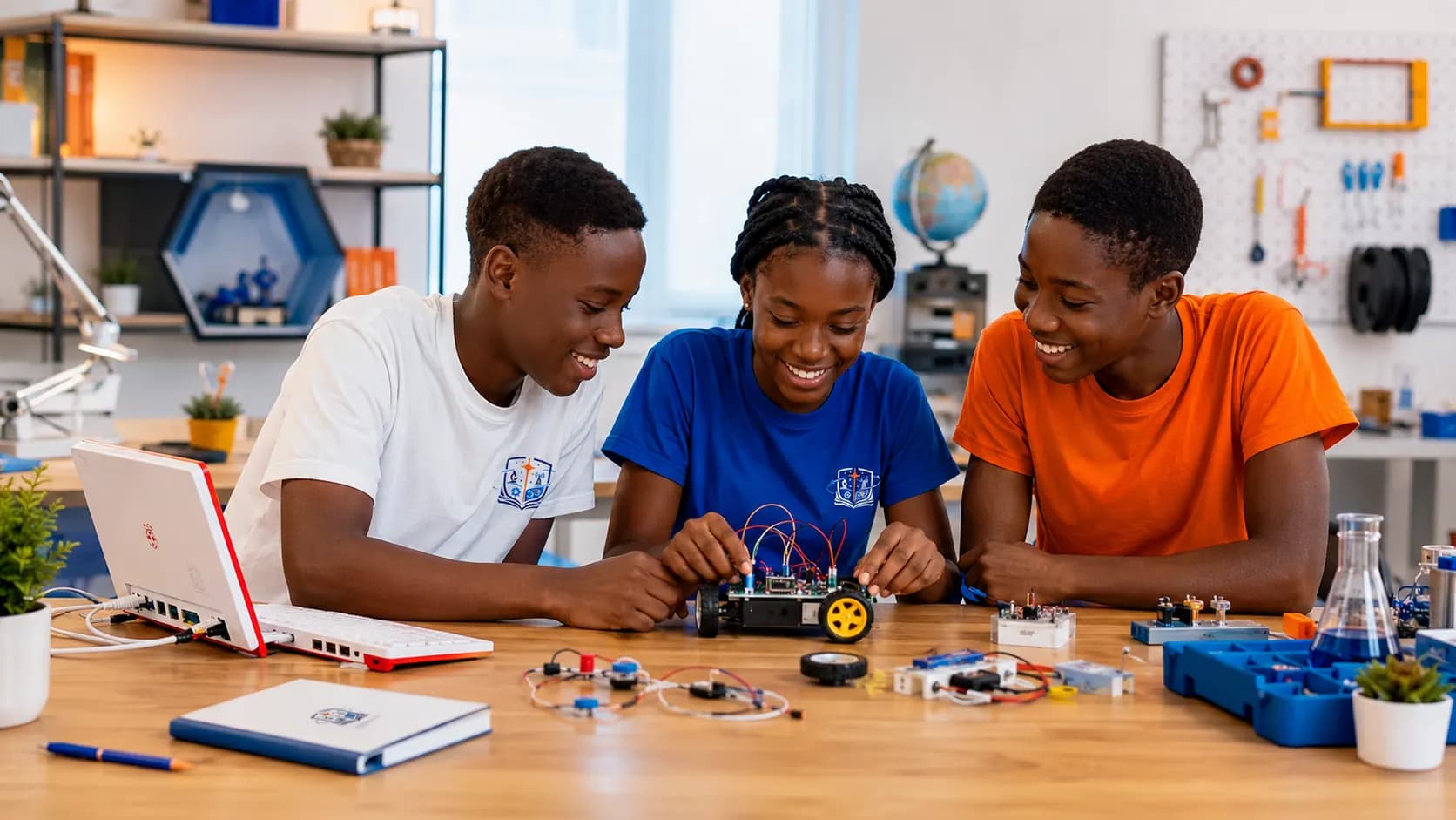 Learners moving from passive screen time to hands-on STEM skill building